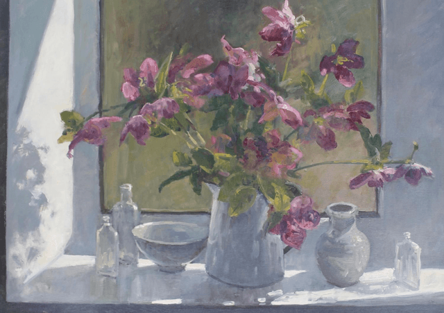 Hellebores in the window